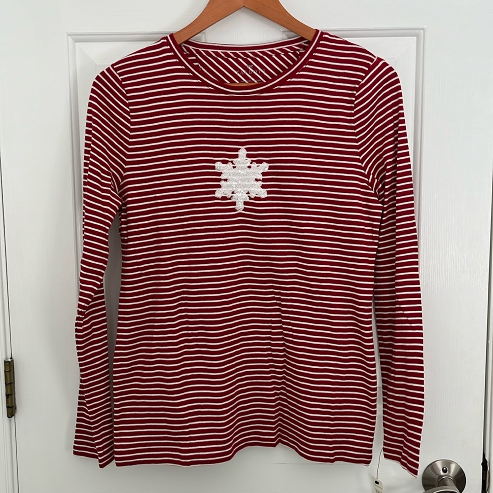 Talbots red and white striped shirt